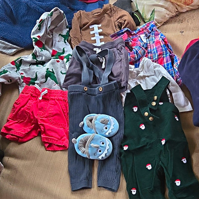Carter's/Nautica/Starting Out Unisex Baby Clothing Lot 12M Cotton Plaid Dino