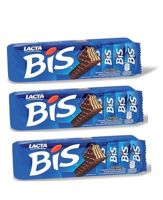 Lacta - Bis - Chocolate Wafer - 4.94 Oz (PACK OF 3) | Chocolate ao Leite - 140g