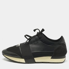 Balenciaga Race Runner Low-Top-Sneaker schwarz Leder und Mesh Größe 42