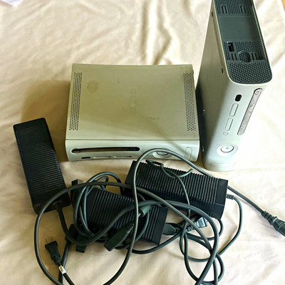 Microsoft Xbox 360 White Console Lot of 2 w/ Power Supplies FOR PARTS