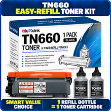 1PK TN660 Toner Cartridge and refill powder 2bottle for MFC-L2705DW MFC-L2707DW