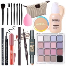 Full Makeup Kit for Girls Teens with Eyeshadow Foundation Brushes Bag