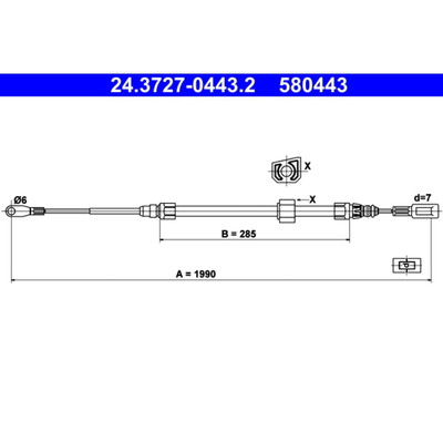 Seilzug Feststellbremse ATE 24.3727-0443.2 für Mercedes-Benz VW Sprinter