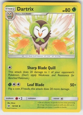Dartrix SM Base Set 10/149 Uncommon LP Pokemon