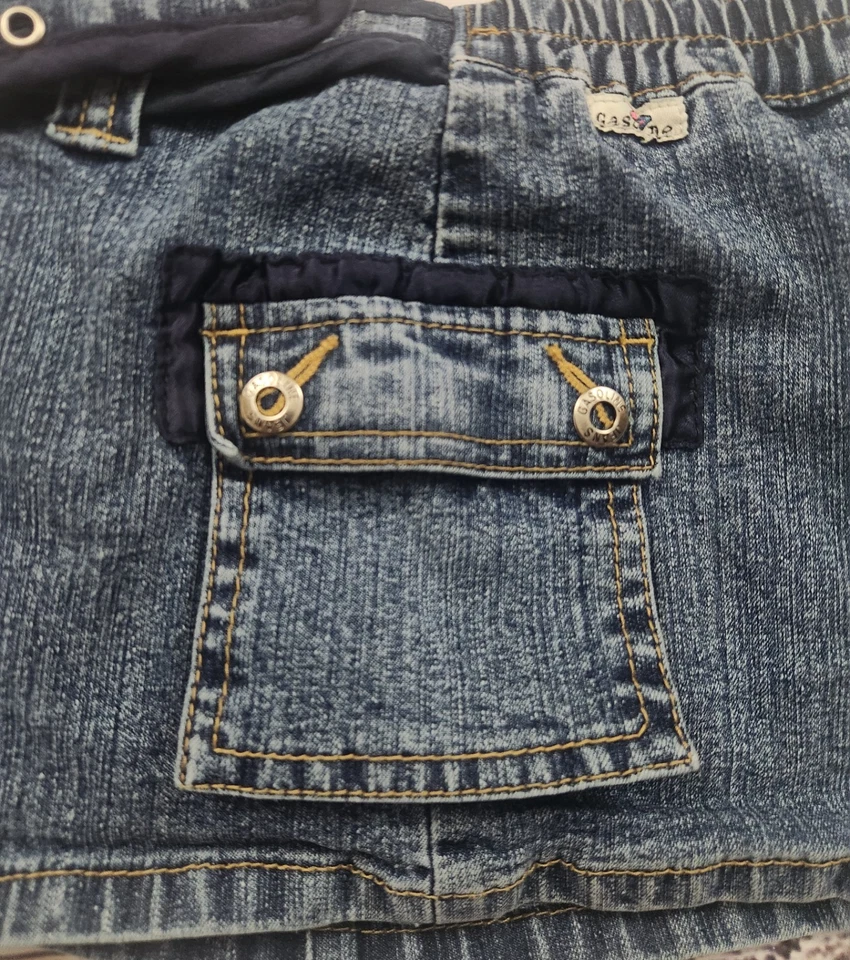 Vintage Y2K Gasoline Girls Denim Mini Skirt w/ Belt – Size 5, Cargo Pockets - Image 3 of 4