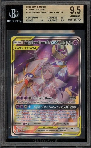 Pokemon Solgaleo & Lunala GX Cosmic Eclipse Full Art #216 BGS 9.5