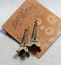 Lucky Brand Gold Eiffel Tower Earrings Paris France Travel Boho Drop Dangle
