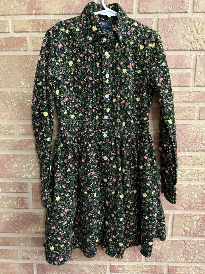 Vestido Polo Ralph Lauren Niñas Algodón Floral Pana Manga Larga Multicolor Talla 8 Foto 2 de 4