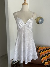 Vintage LA II Coquette Babydoll Bow Satin Mini Slip Dress Large White