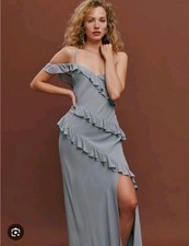 RARE Reformation Elysia Ruffle Dress  SIZE 8, GREY, NEW WITHOUT TAGS. 
