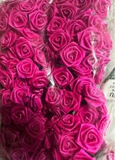Lot 144 pcs Mini Tiny Pink Satin Ribbon Roses Flowers 10mm 3/8" on Wire Stem
