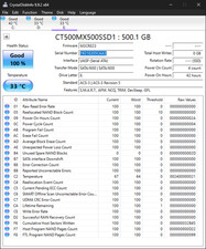 Crucial MX500 500 GB,Internal,2.5 inch (CT500MX500SSD1) Solid State Drive 99+%