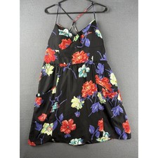 American Eagle Outfitters XL Sleeveless Dress Black Floral Mini Pockets