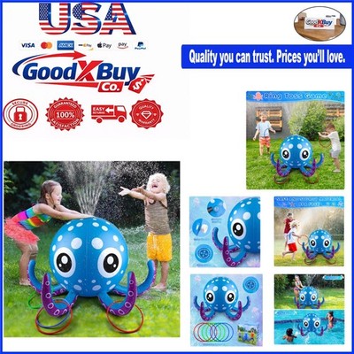 Inflatable Octopus Water Sprinkler for Kids, Outdoor Pool Toy, 6 Rings, Age 3...