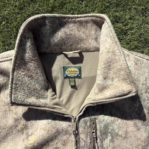 Cabela's Outdoor Gear Men's 2XL Camo Fleece Jacket Full Zip Pockets image 3