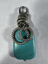 Turquoise, Hearts  Rhinestones, Purse Handbag Embellishment Charm Clip