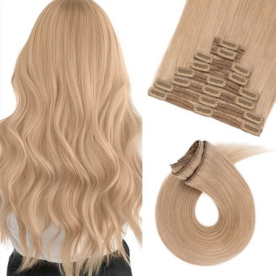 Clip in Extensions Echthaar Blond 35 cm, Remy Hair 8 Tressen Hair Extensions ...