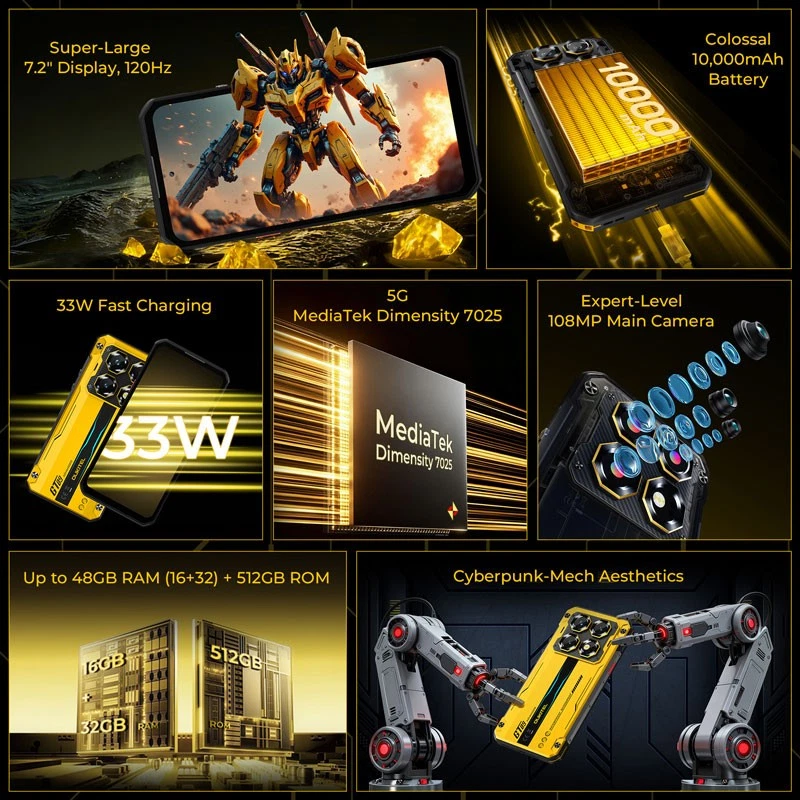 7.2" 5G OUKITEL WP60 Rugged Mobile Android 15 Phone Outdoors 512GB 120Hz Global - Image 4 of 4