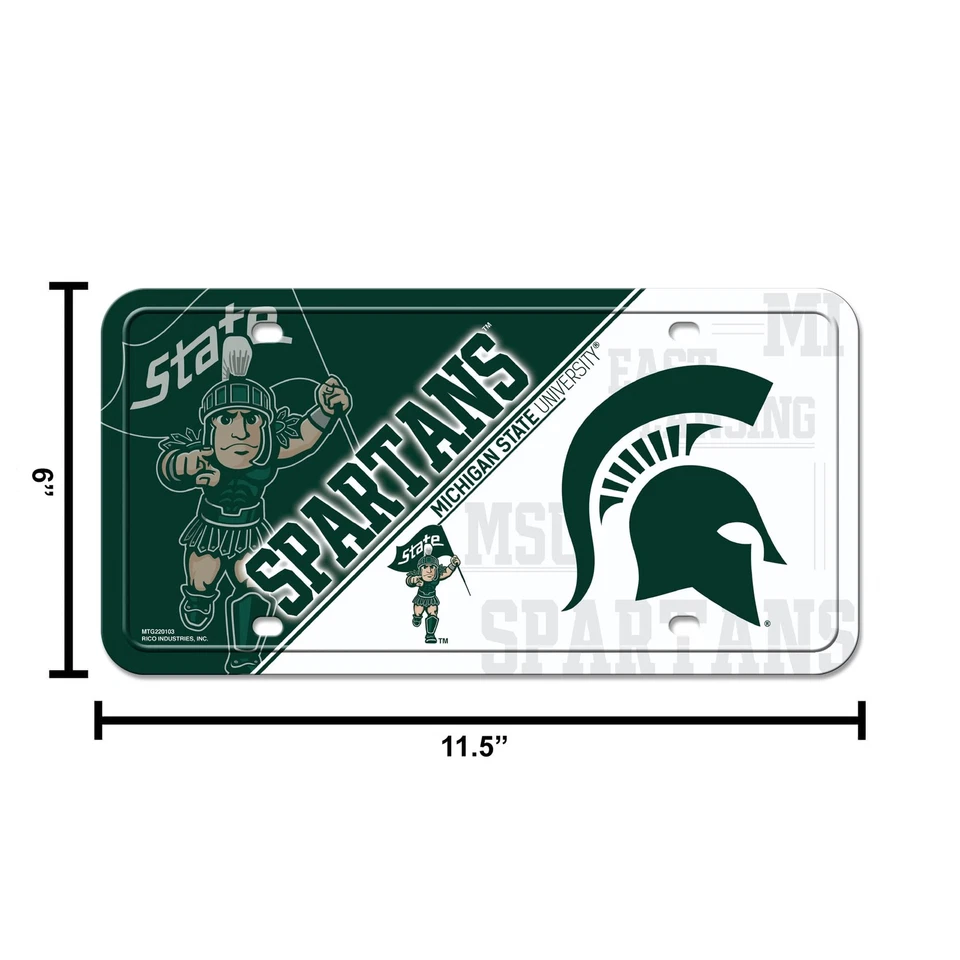 Etiqueta de matrícula de metal NCAA Michigan State Spartans Foto 2 de 4