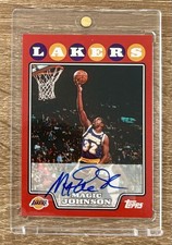 2008-09 Topps MAGIC JOHNSON Starting Five 5 Red Border SP Insert Auto HOF LAKERS