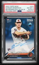 2023 Topps Now Road to Opening Day Blue 49/49 Gunnar Henderson PSA 8 Auto 1t3