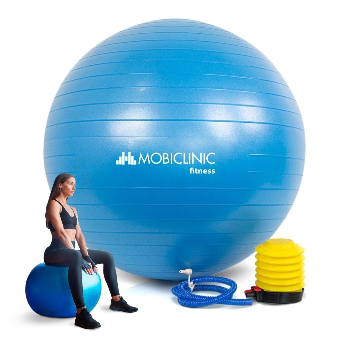 Ballon de gym 58 cm antidérapant pour séance de yoga matinale et étirements dans le salon