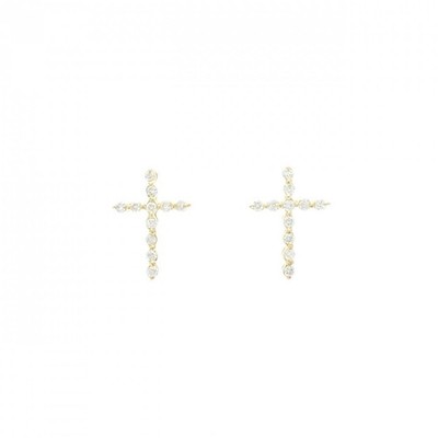Authentic [Remake] K18YG Cross Diamond Pierce 0.20CT #270-004-141-5242