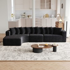 Sectional Sofa Set, Cloud-Shaped Curved, Chenille Corner Sofa, L-Shaped Modular