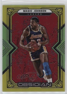 2021-22 Obsidian Electric Etch Red Yellow & Green Flood 48/99 Magic Johnson 04br