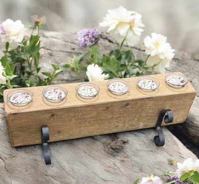 Rustic Wooden Sugar Mold 6 Candle Centerpiece