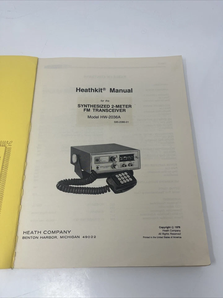 Heathkit Manual Synthesized 2-Meter FM Transceiver Model HW-2036A - Image 4 of 4