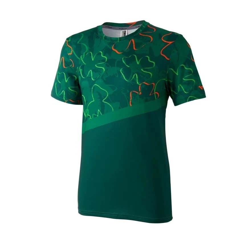 Mizuno Womens Green Shamrock Clover Graphic Athletic T-Shirt Short Sleeve XS NWT