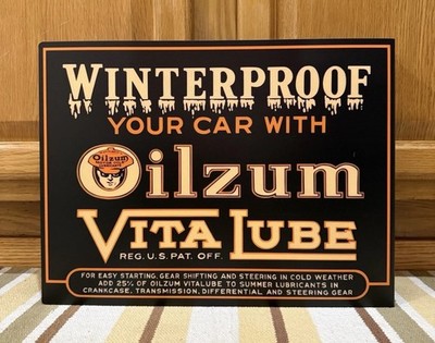 Oilzum Motor Oil Flange Sign Doubled Sided Gas Garage Vintage