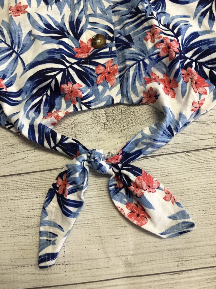 Conjunto de pantalones sin mangas Caribbean Joe para mujer medio azul rosa floral pierna ancha playa Foto 3 de 4