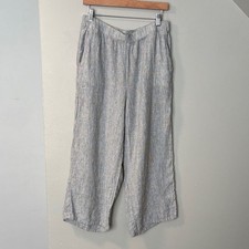 Eileen Fisher Textured Gray Linen Pants medium