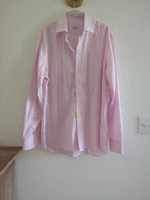 Stenstroms Dress Shirt Sz 17.5 44 Fitted Pink White Stripes 100 Cotton