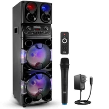 Pyle Pro Dual 10" PA Loudspeaker Karaoke Active Speaker Tower 600W MAX