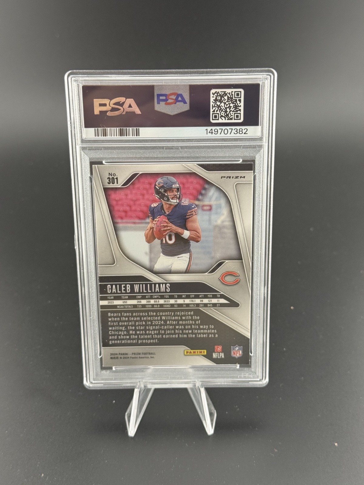 2024 Panini Prizm Caleb Williams Prizm Silver Rookie RC #301 PSA 9 Bears PC view 2