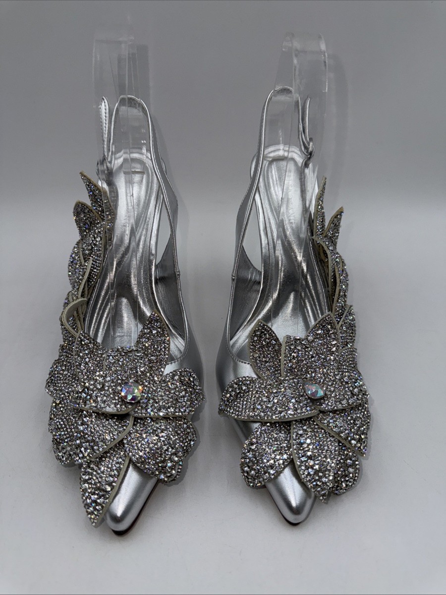 NWB Azalea Wang Women's Weatherly Slingback Sliver Pump Size