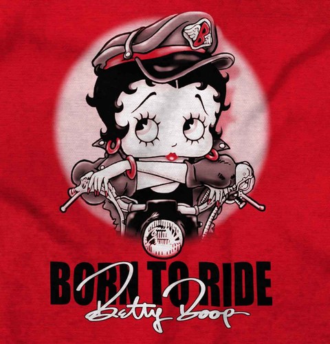 Biker Betty Boop Born To Ride Retro Cartoon Youth Girls Fleece Sweatshirt Kids - Picture 2 of 8