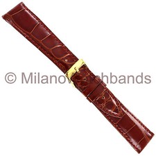 20mm Morellato Brown Glossy Genuine Alligator Padded Stitched Watch Band 1860