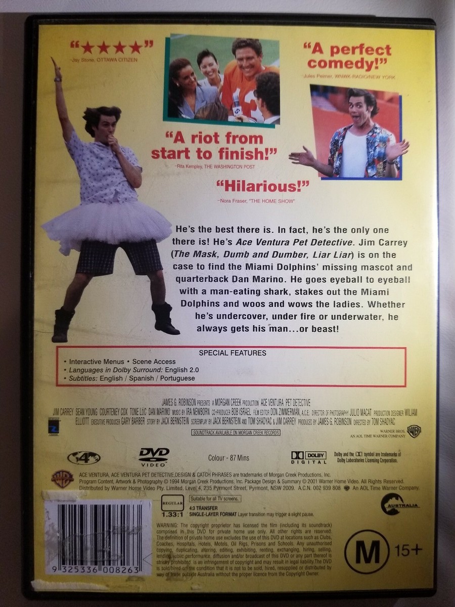 Ace Ventura Pet Detective Jim Carrey Funny Comedy DVD Film Movie