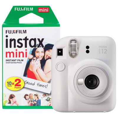 Fujifilm Instax Mini 12 Weiß + 1 Film mit 20 Fotos, Sofortbildkamera