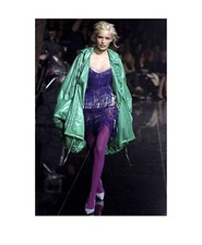 Dolce Gabbana￼  2003 Runway Purple Fringe & Flapped Lace Up Corset Dress  Xs-s