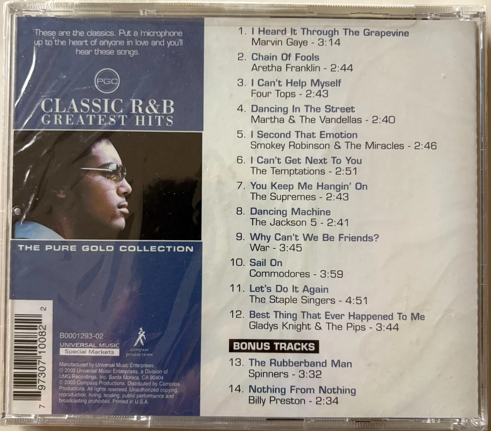 Classic R & B - 14 Greatest Hits - The Pure Gold Collection CD Free Shipping - Image 2 of 2