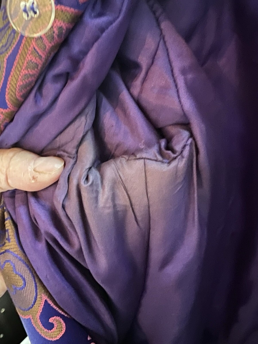 90s a/w 1998 vivienne tam brocade purple fur trim coat rare sz 1