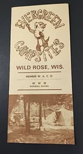 Evergreen Campsites Brochure. Kousel Lake. Wild Rose, Wisconsin.