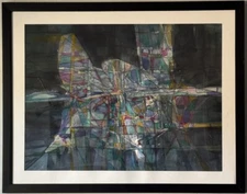 VINTAGE MODERN ABSTRACT EXPRESSIONIST WATERCOLOR CUBIST CUBISM PAINTING 1960s