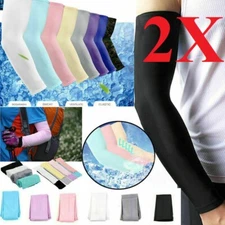 2 Pair Unisex Outdoor Sports Cooling Arm Sleeves Cover UV Sun Protection