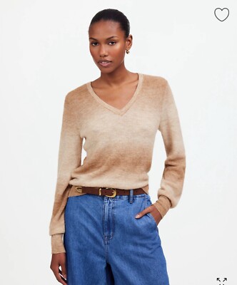 Madewell Alpaca-Blend Deep V-Neck Gradient Beige Women's Sweater Small